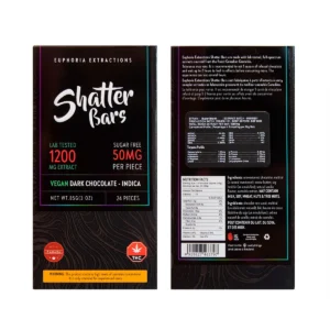 Euphoria Extractions 1200mg VEGAN Indica Dark Chocolate Bar
